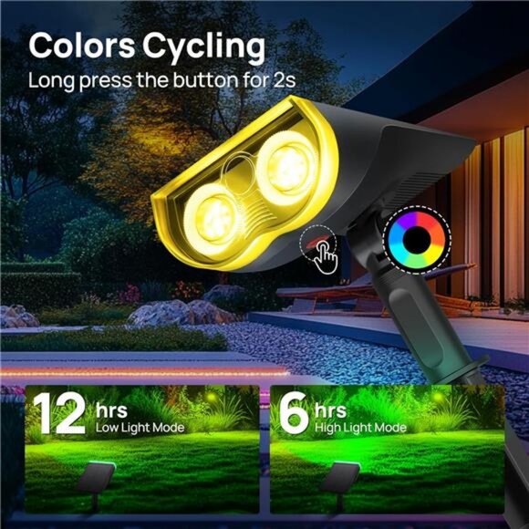 Halloween Decorations 22 LEDs IP67 Waterproof Color Changing Solar Outdoor Light - Picture 4 of 7